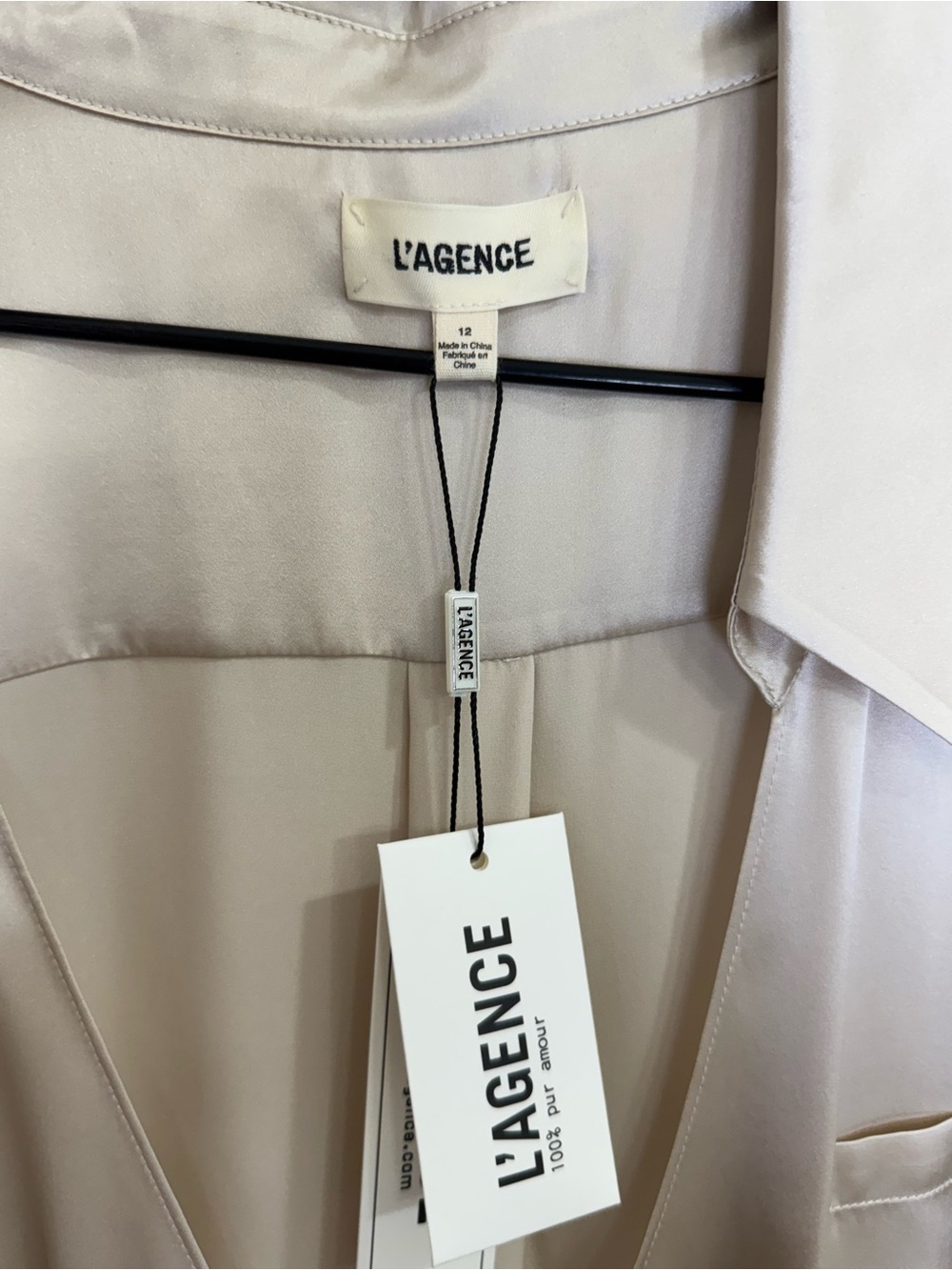 NWT L’AGENCE Kadi Champagne 100% Silk Wrap Maxi Dress Size 12 $725 - Picture 6 of 7